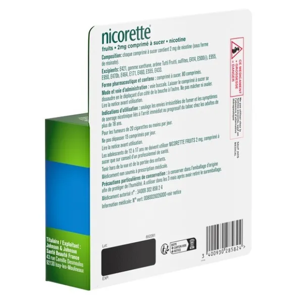 Nicorette 2 mg fruits comprimés à sucer