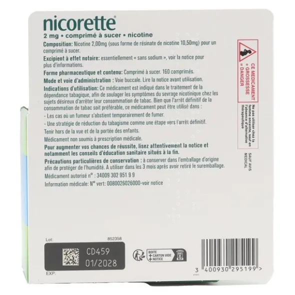 Nicorette 2 mg menthe intense comprimé