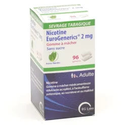 Nicotine 2 mg menthe sans sucre gommes EuroGenerics
