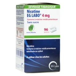 Nicotine 4 mg menthe sans sucre gommes EG Labo