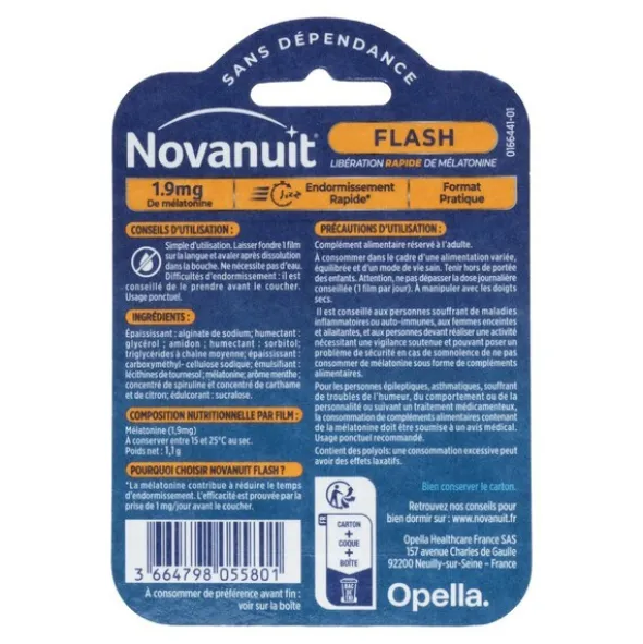 Novanuit Flash mélatonine 1,9 mg films orodispersibles