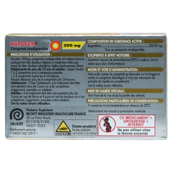 Nurofen 200 mg citron comprimé orodispersible