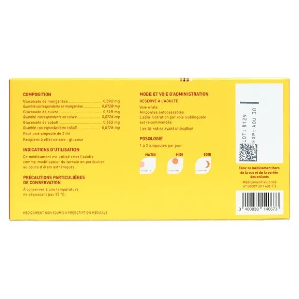Oligosol manganèse cuivre cobalt ampoules