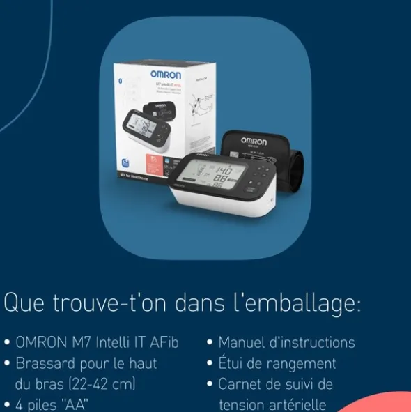 Omron M7 Intelli IT AFib tensiomètre connecté bluetooth