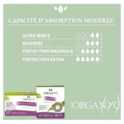Organyc Serviettes Fuites urinaires Normal 3 gouttes