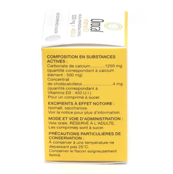 Orocal D3 500 mg 400 UI comprimé à sucer