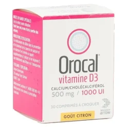 Orocal Vitamine D3 500 mg/1000 UI comprimés à croquer