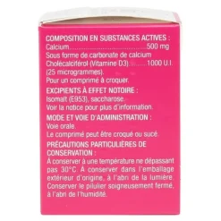 Orocal Vitamine D3 500 mg/1000 UI comprimés à croquer
