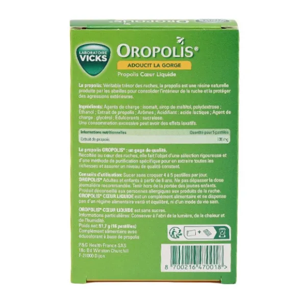 Oropolis coeur liquide pastilles