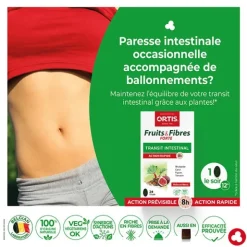 Ortis Fruits et Fibres Forte transit intestinal comprimés