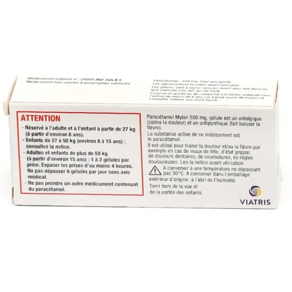 Paracétamol 500 mg Viatris gélule