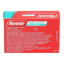 Pastille Rennie sans sucre menthe verte