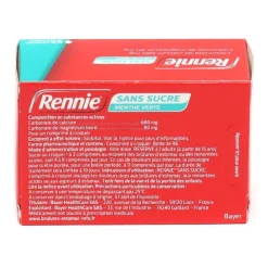 Pastille Rennie sans sucre menthe verte