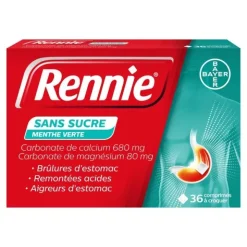 Pastille Rennie sans sucre menthe verte