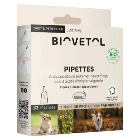 Pipette antiparasitaire chien Biovetol Bio