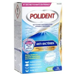 Polident anti-bactérien nettoyant comprimés pour appareils dentaires