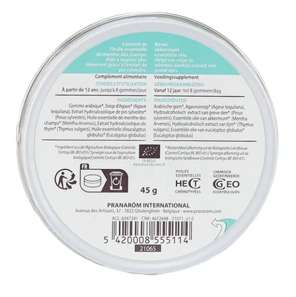 Pranarom Aromaforce Gommes Respiration Bio Menthe Pin
