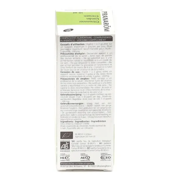 Pranarom huile essentielle Citronnier Bio
