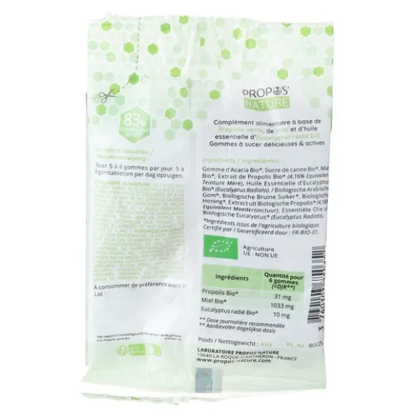Propos Nature Gommes Propolis verte bio Miel et Eucalyptus