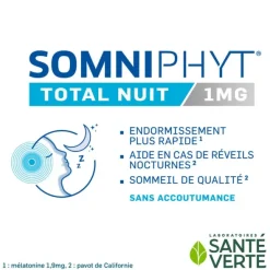 Santé Verte Somniphyt Total nuit mélatonine 1mg comprimés