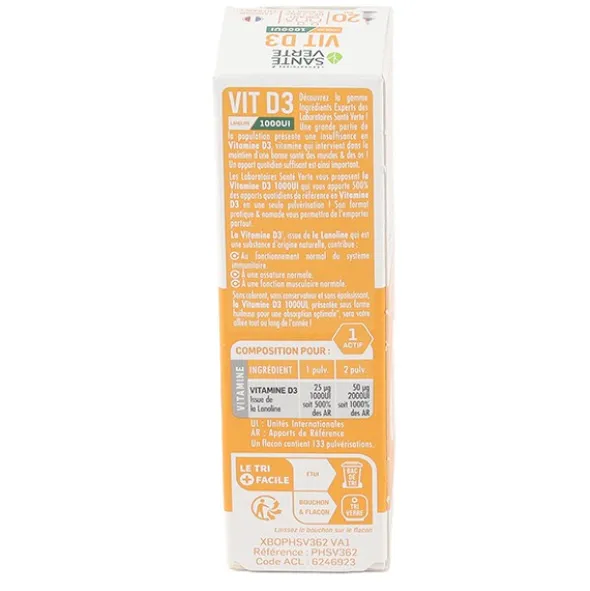 Santé verte Vit D3 1000 UI spray