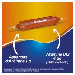Sargenor Arginine et Vitamine B12 ampoules