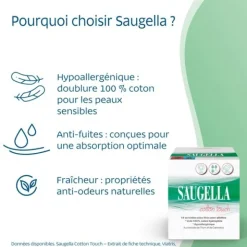 Saugella Cotton Touch Serviettes hygiéniques jour