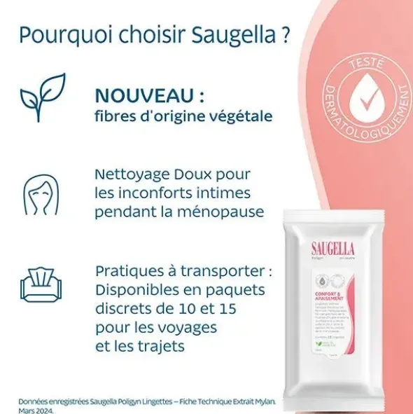 Saugella Poligyn lingettes intimes