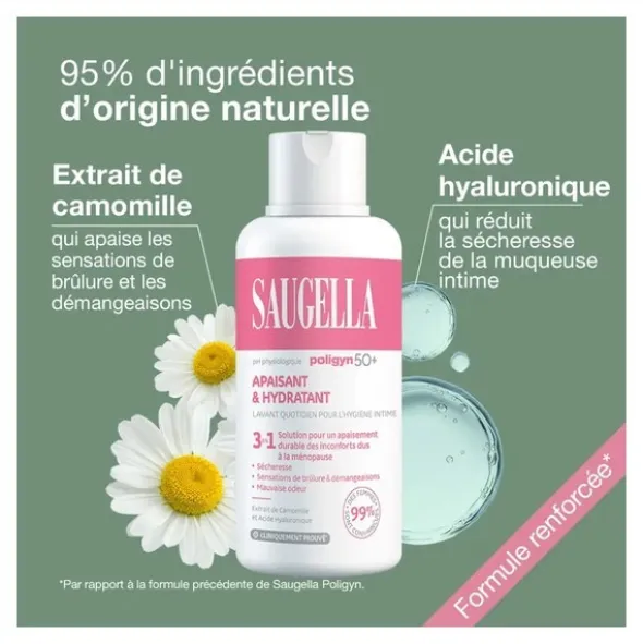 Saugella Poligyn 50+ Soin lavant intime Apaisant et Hydratant