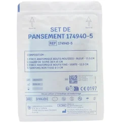 Set de pansement stérile 1 champ + 2 pinces + 5 tampons