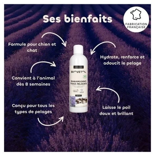 Shampooing tous pelages Chien Chat Biovetol