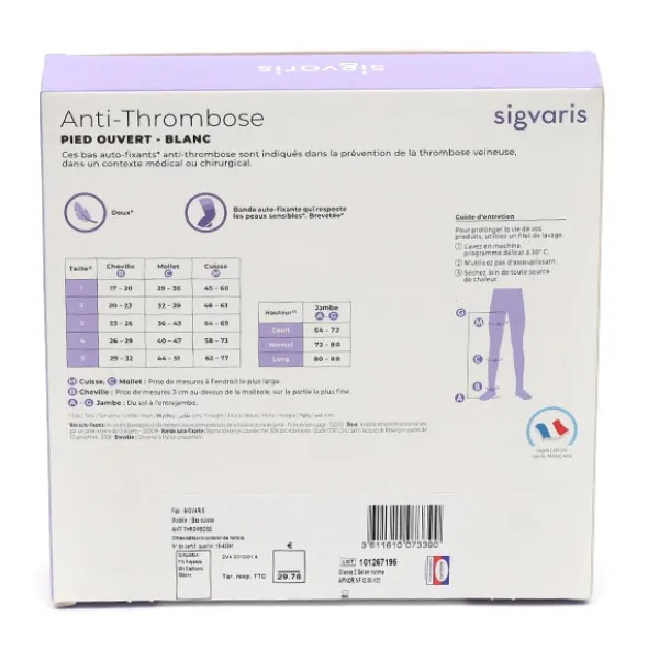 Sigvaris Bas Anti-thrombose pieds ouvert Classe 2