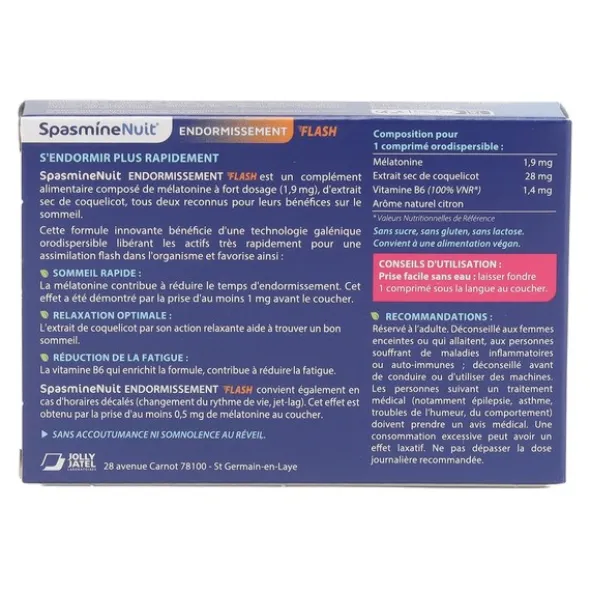 Spasmine Nuit Endormissement Flash comprimés