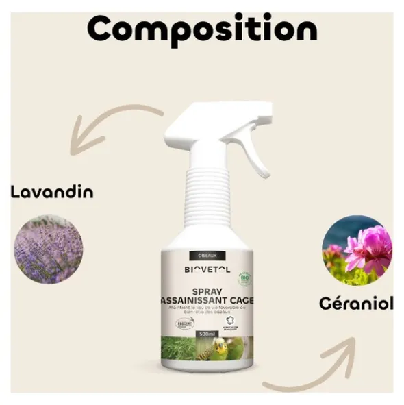 Spray assainissant cage oiseaux Biovetol