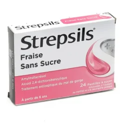 Strepsils fraise sans sucre pastilles