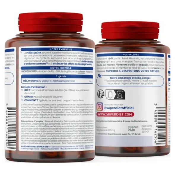 Super Diet mélatonine 1 mg gélules