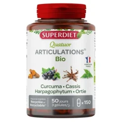 Super Diet Quatuor Curcuma Cassis Harpagophytum et Ortie bio gélules