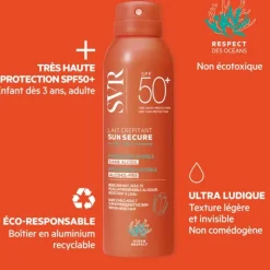 SVR Sun Secure lait crépitant solaire SPF 50+
