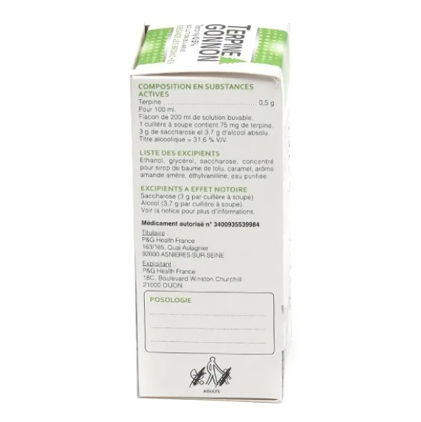 Terpine Gonnon sirop toux grasse