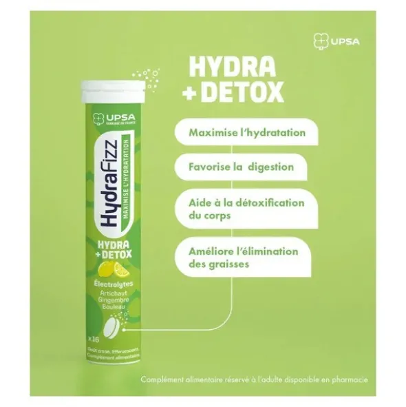 UPSA HydraFizz Hydra + Detox comprimés effervescents