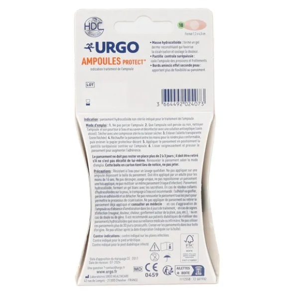 Urgo Ampoules Talon pansements hydrocolloïdes