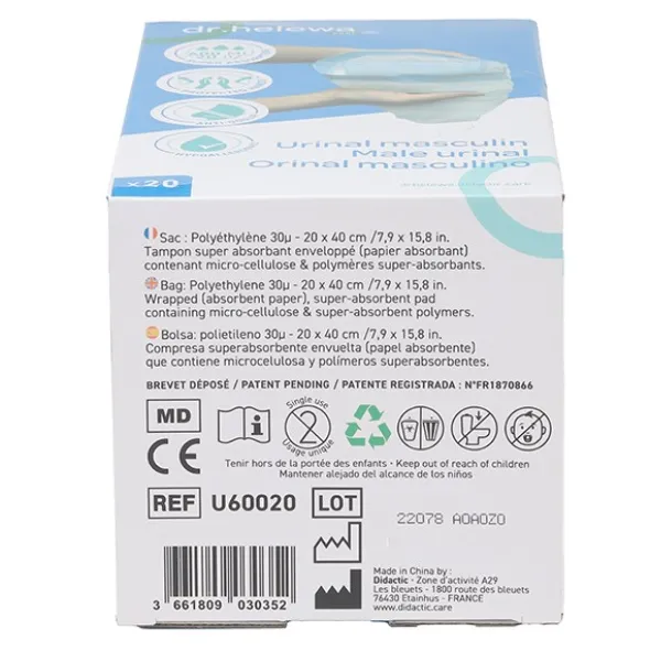 Urinal masculin jetable 20 unités