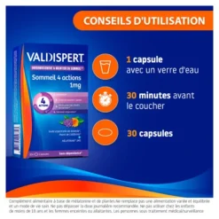 Valdispert Sommeil 4 actions 1 mg capsules
