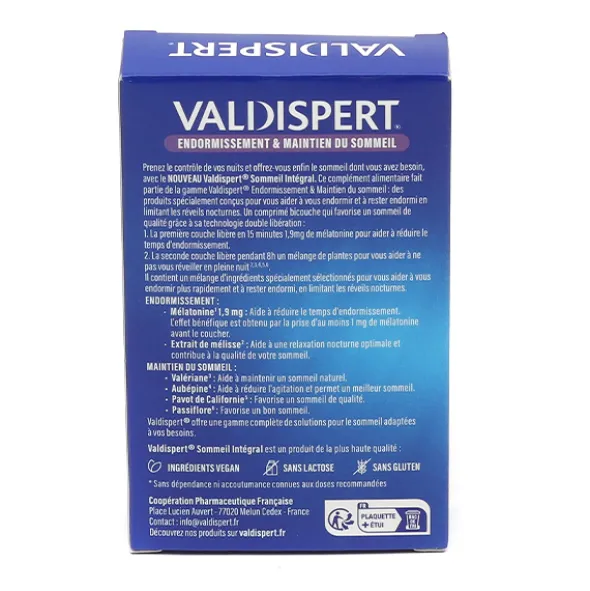 Valdispert Sommeil intégral 1,9 mg mélatonine comprimés