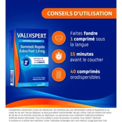 Valdispert Sommeil Rapide Extra Fort 1,9 mg comprimés orodispersibles