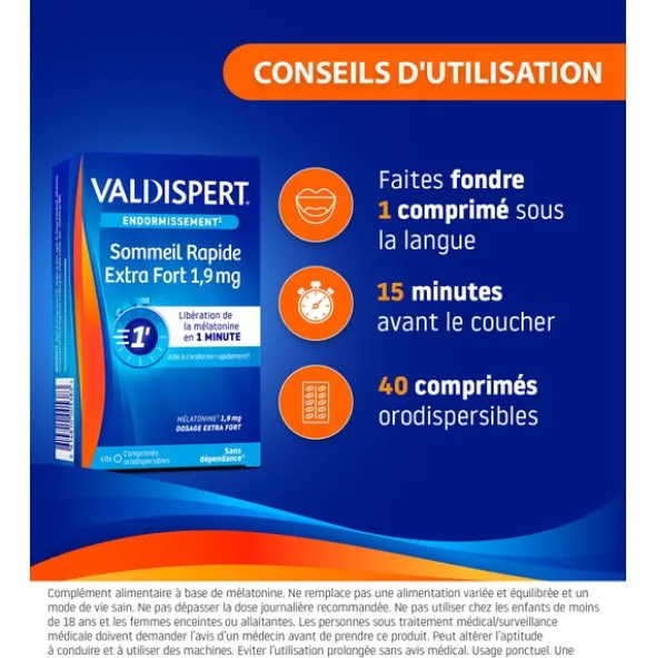 Valdispert Sommeil Rapide Extra Fort 1,9 mg comprimés orodispersibles