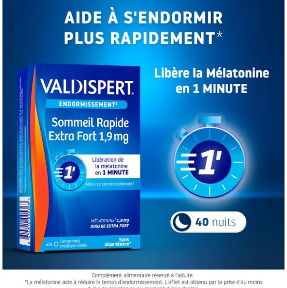 Valdispert Sommeil Rapide Extra Fort 1,9 mg comprimés orodispersibles