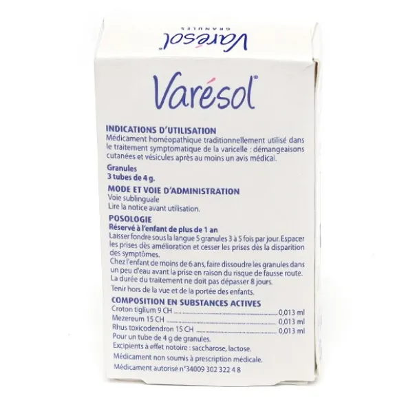 Varésol granules homéopathie Varicelle
