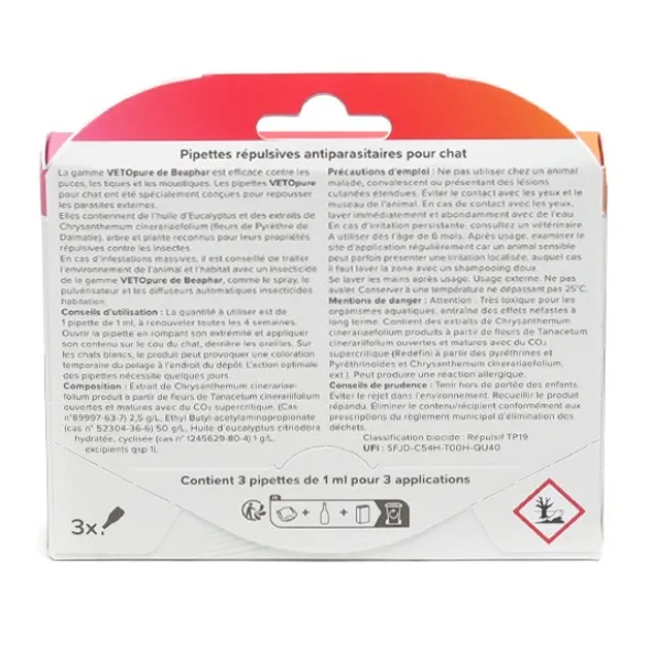 Vetopure Chat Pipettes antiparasitaires répulsives