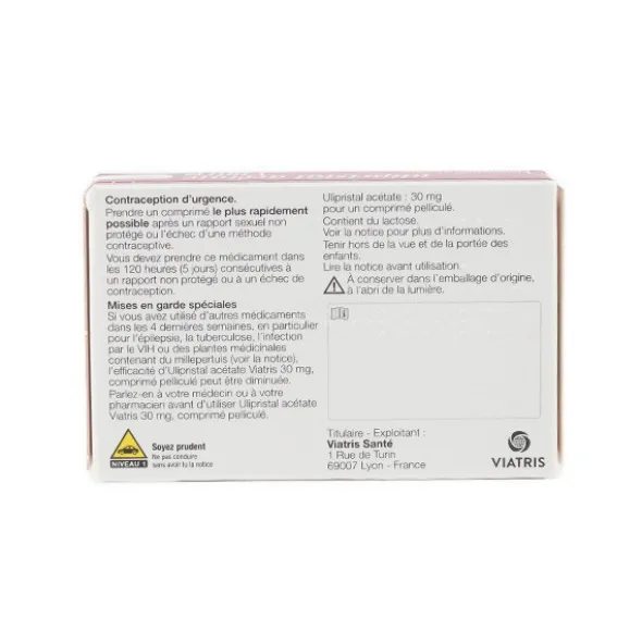 Viatris ulipristal acétate 30 mg comprimé pelliculé